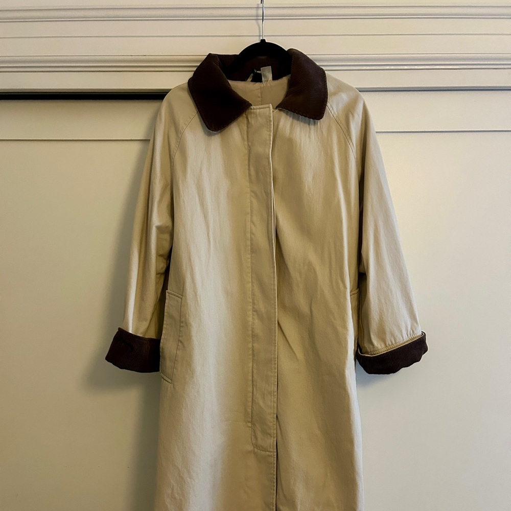 H&M Beige Trench Coat with Dark Brown Collar LIKE NEW!!
